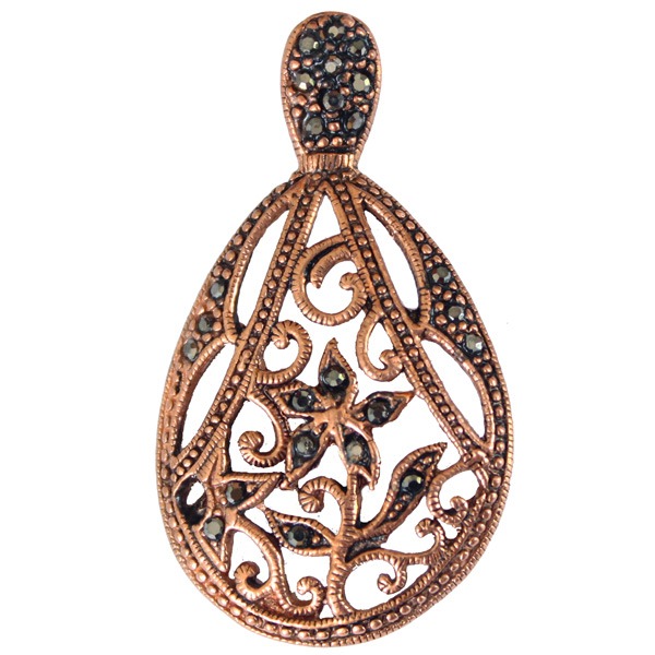 آویز رومانتویی و گردنبند مسی نگین مارکازیت